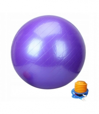 Pripučiamas guminis reabilitacijos kamuolys su pompa, Ø 65 cm (violetinis)