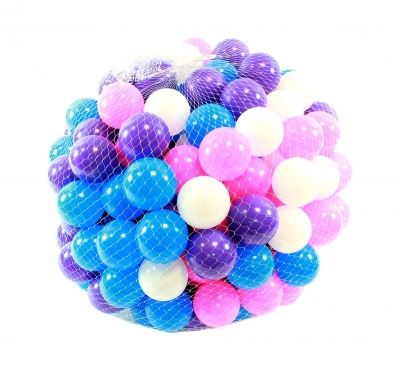 Plastikiniai kamuoliukai, 200 vnt (balti, violetiniai, mėlyni, rožiniai)