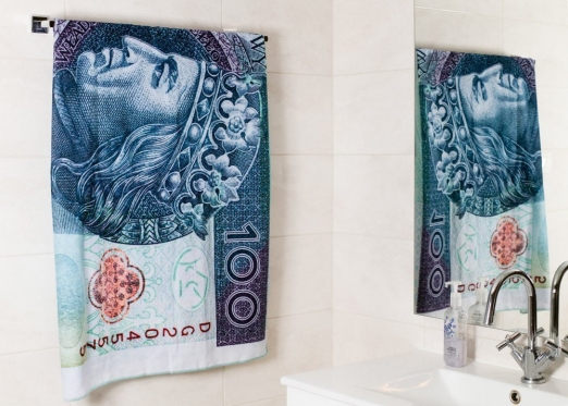 Rankšluostis "100 zlotų banknotas", 160 x 80 cm