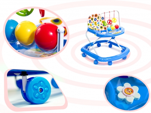 Vaikštynė su žaisliukais, 61 x 54 x 64 cm (mėlyna)