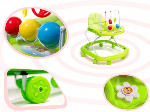 Vaikštynė su žaisliukais, 61 x 54 x 64 cm (žalia)