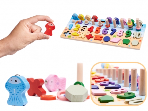 Edukacinis žaidimas "Skaičių, raidžių ir figūrų žvejyba", 22,5 x 45 cm