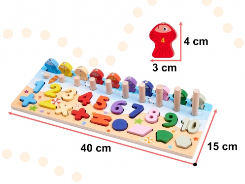 Edukacinis žaidimas "Skaičių, raidžių ir figūrų žvejyba", 22,5 x 45 cm