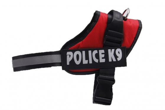 Pakinktai šuniui "Police K9", 50 - 60 cm (juodi, raudoni)