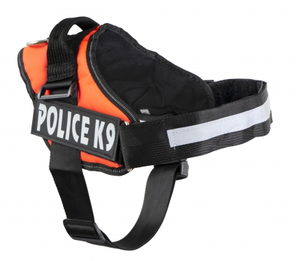Pakinktai šuniui "Police K9", 70 - 90 cm (juodi, oranžiniai)