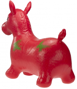 Pripučiamas guminis šokinėjimo arkliukas su drugelių iliustracijomis, 54 x 22 x 49 cm (raudonas)