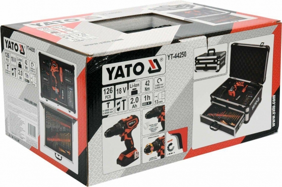 "Yato" belaidis elektrinis smūginis gręžtuvas ir priedai "YT-44250", 18 V