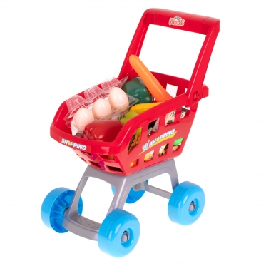 Žaislų rinkinys "Parduotuvė ir pirkinių vežimėlis", 47 vnt