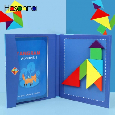 3D magnetinė kaladėlių dėlionė - knyga "Tangram", 22 x 18 x 1,5 cm (žalia)