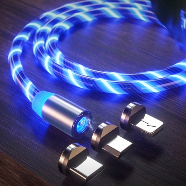 Universalus išmaniųjų įrenginių USB magnetinis įkrovimo laidas, 1 m (mėlynas)