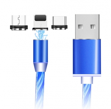 Universalus išmaniųjų įrenginių USB magnetinis įkrovimo laidas, 1 m (mėlynas)