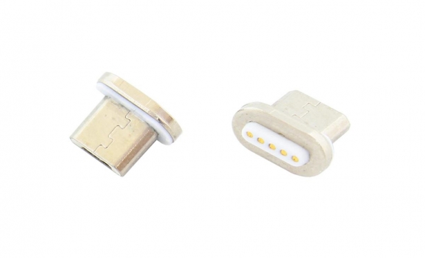 Išmaniųjų įrenginių USB - microUSB magnetinis įkrovimo laidas, 1 m (baltas)