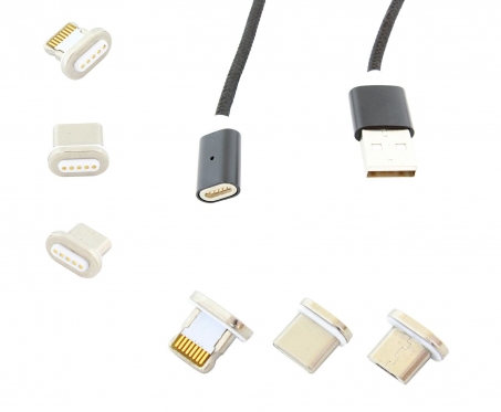 Universalus išmaniųjų įrenginių USB magnetinis įkrovimo laidas, 1 m (juodas)