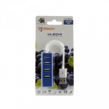 USB šakotuvas Sbox USB 4 Ports USB HUB H-204 blueberry blue