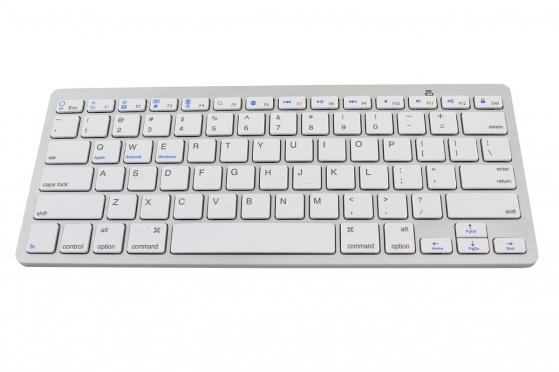 Belaidė klaviatūra, 28,5 x 12 x 1,8 cm (sidabrinė, balta)