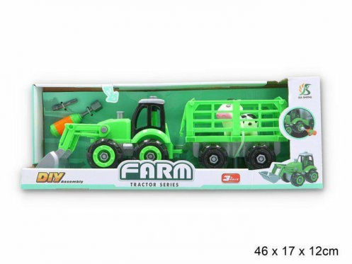 Traktorius su priekaba, 46 x 17 x 12 cm
