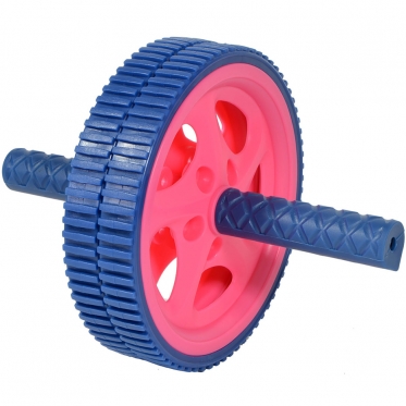 Preso treniruoklis - dvigubas volelis "EB FIT", Ø 18 cm (mėlynas, rožinis)