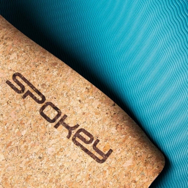Kamštinis fitneso kilimėlis "Spokey Tq", 180 x 60 x 0,4 cm (mėlynas, rudas)