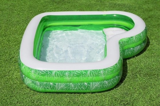 Pripučiamas baseinas su paaukštinta sėdima vieta "Bestway Tropical Paradise", 231 x 231 x 51 cm (baltas, žalias)