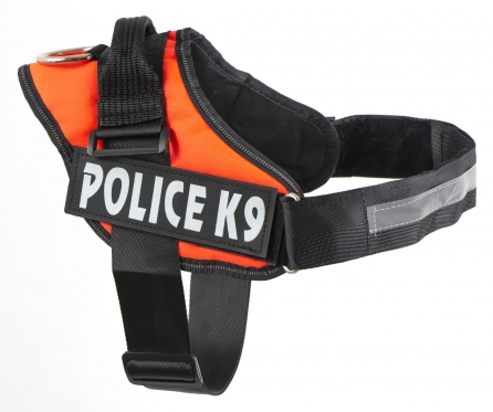 Pakinktai šuniui "Police K9", 65 - 80 cm (juodi, oranžiniai)