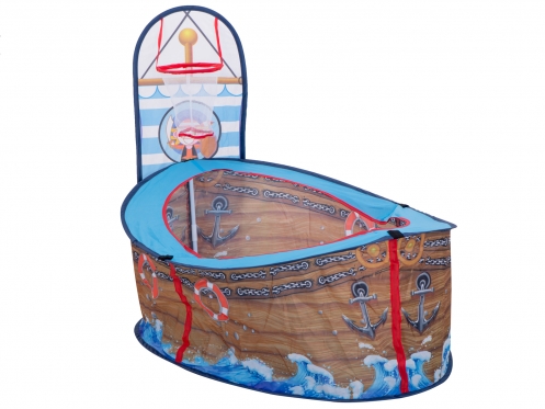 Kamuoliukų baseinas su krepšiniu ir kamuoliukais "Piratų laivas", 108 x 78 x 88 cm