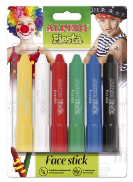 "Alpino" kreidelės piešti ant veido "Fiesta", 6 vnt
