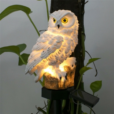 LED lauko žibintas su saulės baterija "Pelėda", 38 cm (balta)