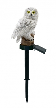LED lauko žibintas su saulės baterija "Pelėda", 38 cm (balta)