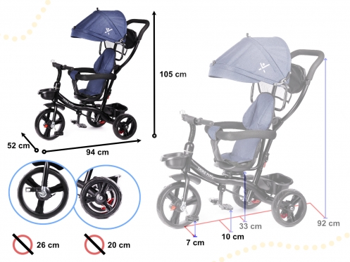 Daugiafunkcinis triratis vežimėlis - dviratis "Trike Fix Lite" (mėlynas)