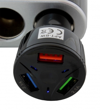 12 V - 3 USB šakotuvas "APT-BW", 3,1 A