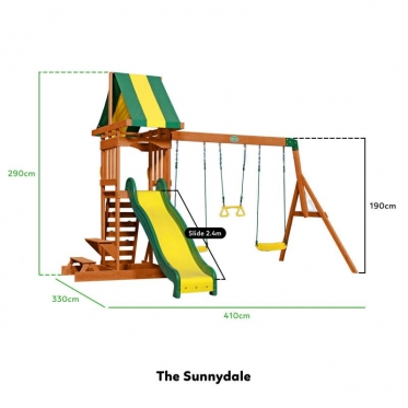 Medinė žaidimų aikštelė su sūpynėmis ir čiuožykla "Step2 Sunnydale Backyard Discovery", 330 x 410 x 290 cm