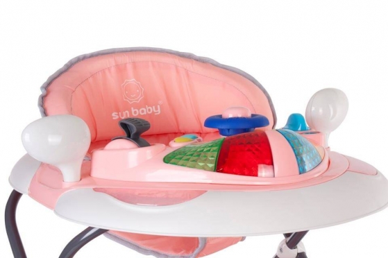 Vaikštynė - sūpuoklė su žaisliukais "Sun Baby" (rožinė)