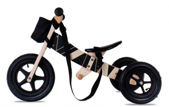Medinis balansinis dviratukas - triratukas "Sun Baby Twist Classic", Ø 30 cm (rudas, juodas)