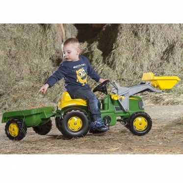 Minamas keturratis traktorius su priekaba "Rolly Toys John Deere", 47 x 55 x 161 cm