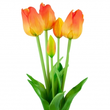 Dirbtinės tulpės, 5 vnt (oranžinės)