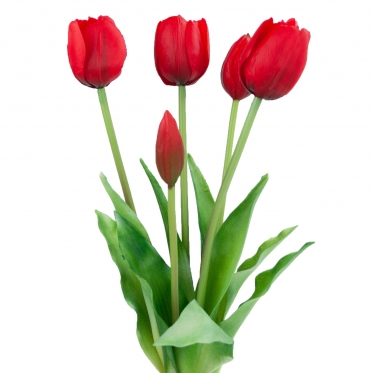 Dirbtinės tulpės, 5 vnt (raudonos)