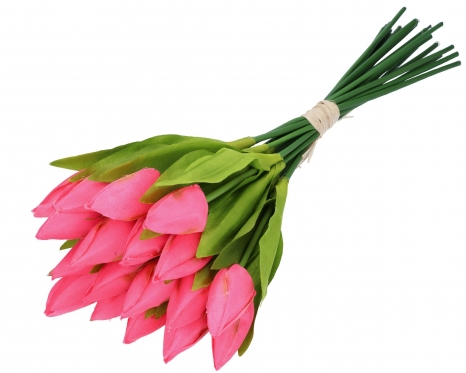 Dirbtinės tulpės, 18 vnt (tamsiai rožinės)