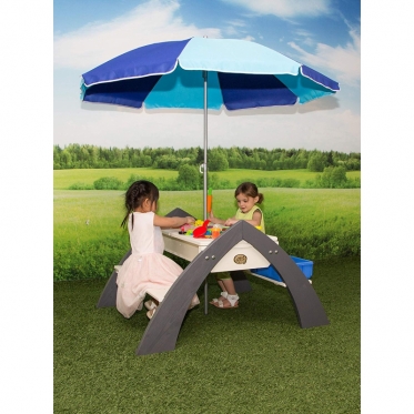 Medinis lauko stalas vaikams su skėčiu "Delta Axi"