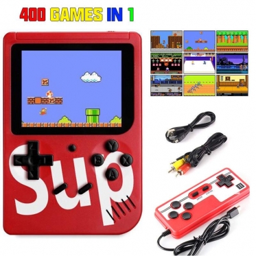 Nešiojama žaidimų konsolė su pulteliu "Game Box Sup 400", 1,5 x 7,7 x 11,5 cm (raudona)