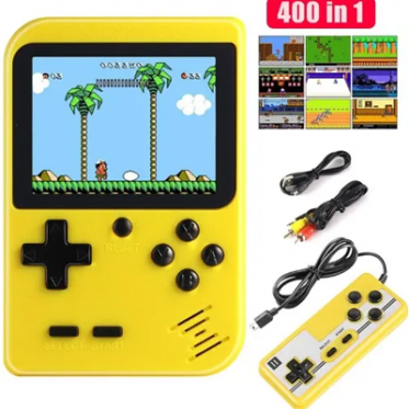 Nešiojama žaidimų konsolė su pulteliu "Game Box Sup 400", 1,5 x 7,7 x 11,5 cm (geltona)
