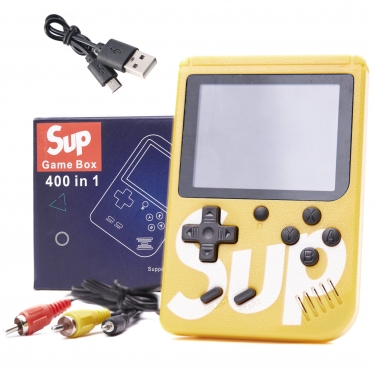 Nešiojama žaidimų konsolė "Game Box Sup 400", 1,5 x 7,7 x 11,5 cm (geltona)