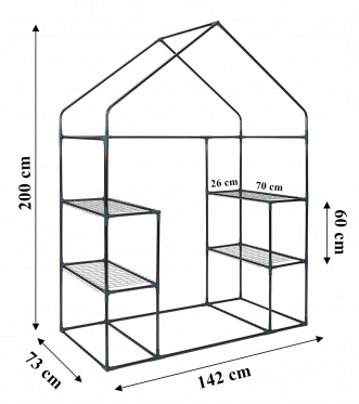 Vertikalus šiltnamis su lentynomis "Carruzzo", 200 x 142 x 73 cm