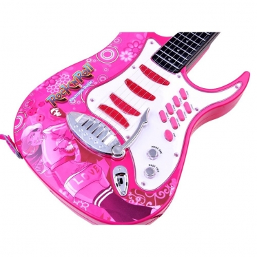 Elektrinė gitara su mikrofonu, 72 x 25 x 4 cm (rožinė)