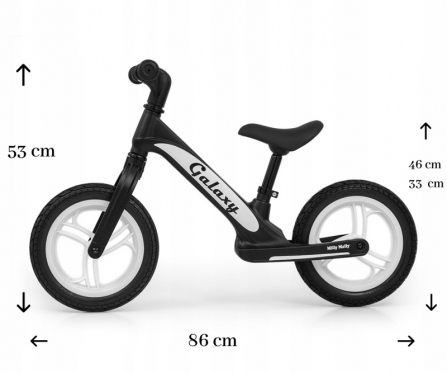 Balansinis dviratis "Milly Mally Galaxy", Ø 30 cm (juodas)