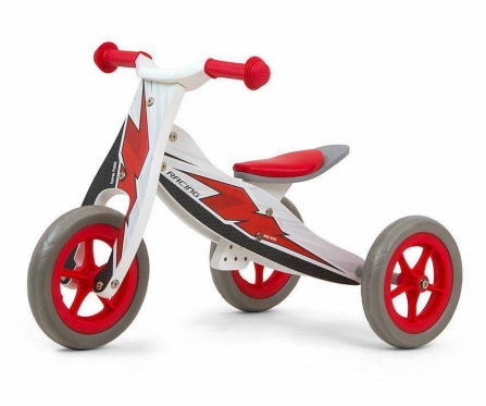 Medinis balansinis dviratukas - triratukas "Milly Mally Look Racing", Ø 23 cm (baltas, raudonas)