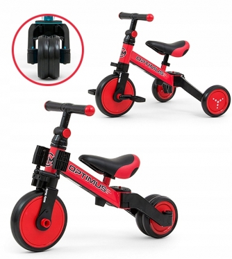 Balansinis dviratukas - triratukas "Milly Mally Optimus", Ø 19,5 cm (raudonas, juodas)