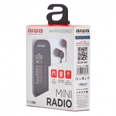 Kišeninis radijas su ausinėmis Aiwa R-22BK (juoda)