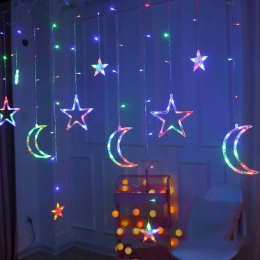 1,1 x 3 m 138 LED lempučių užuolaida "Mėnuliai" (įvairiaspalvė)