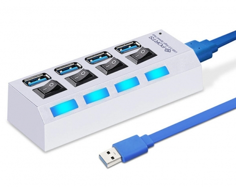 4 jungčių USB šakotuvas (baltas)