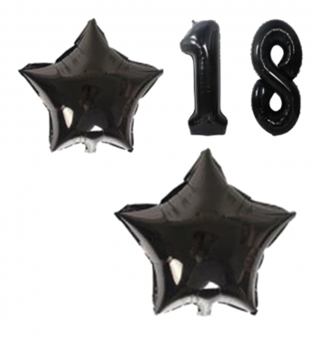 18 gimtadienio dekoracijų rinkinys, 25 vnt (juodas, auksinis)